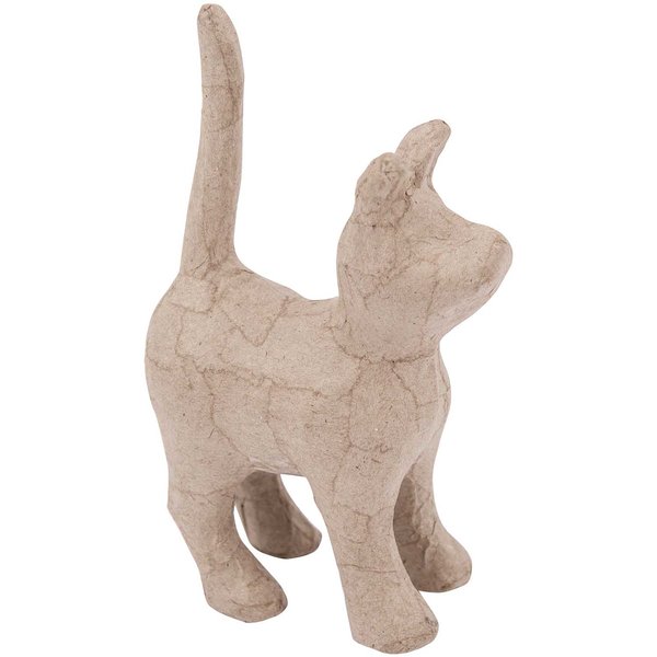 Papier mache kat staand 8,5x14x4,3cm